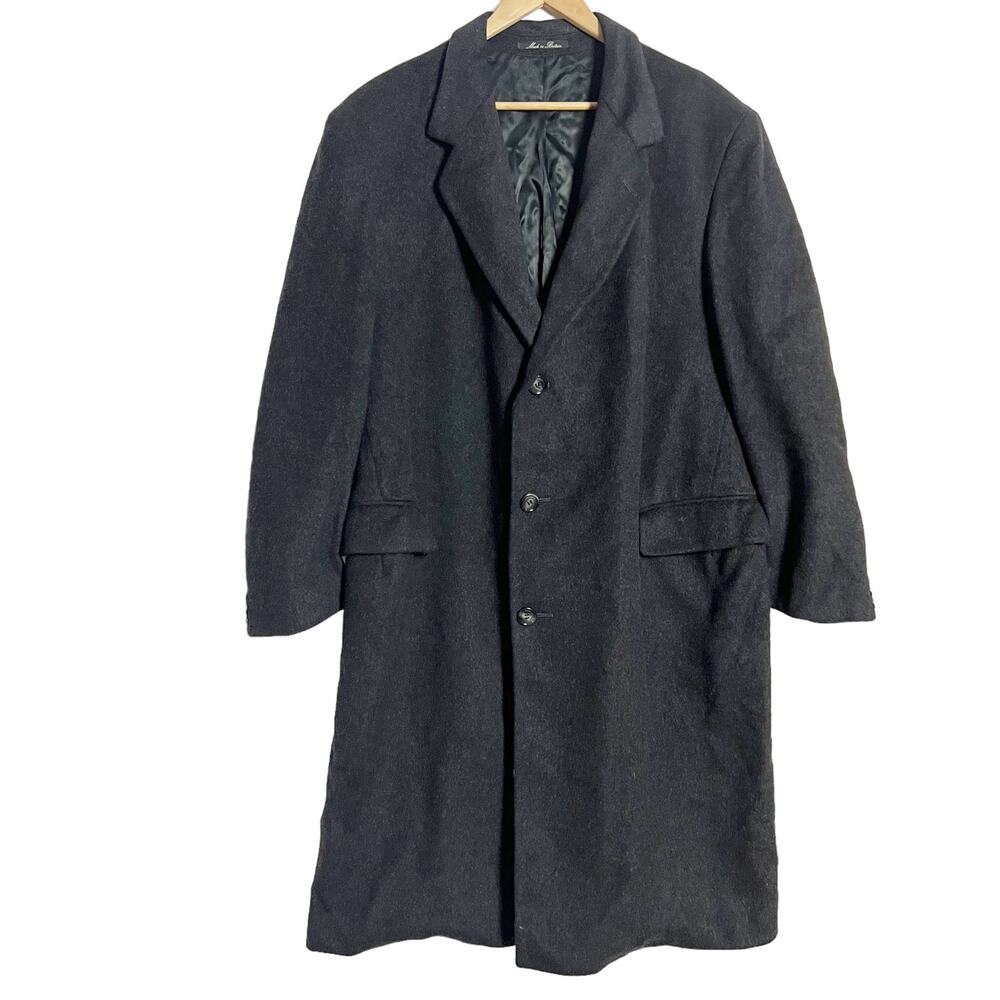 Vintage J.G. Chappel Wool & Cashmere Britain Made Black Trench Coat Size 42S